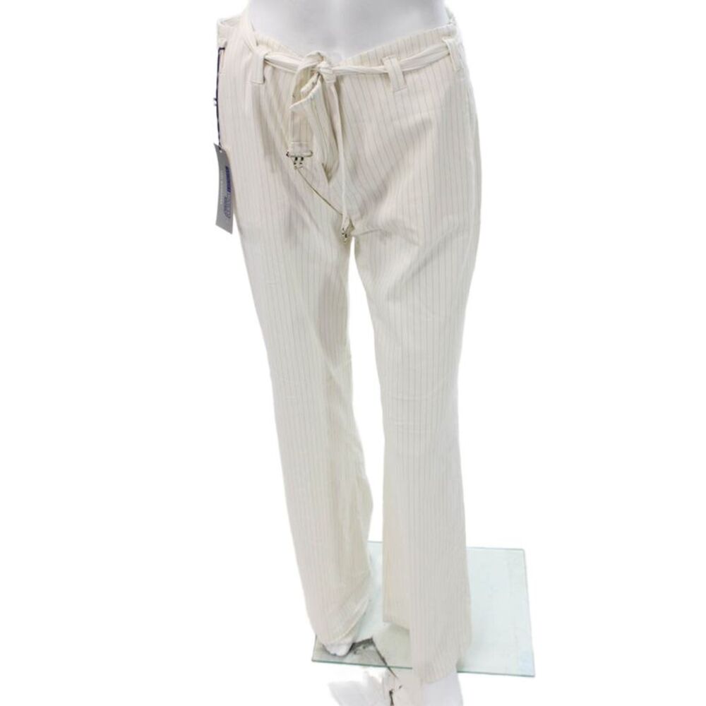 Senso Womens Dress Pants White Striped Polyester Tie Size 46